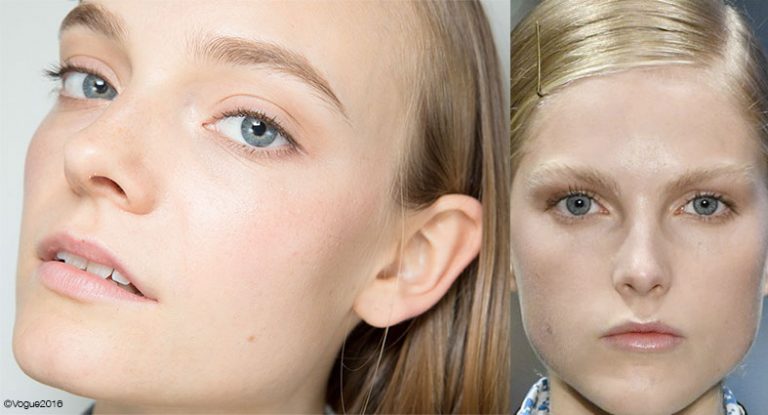 Two young women wearing makeup trends of the last fashion week