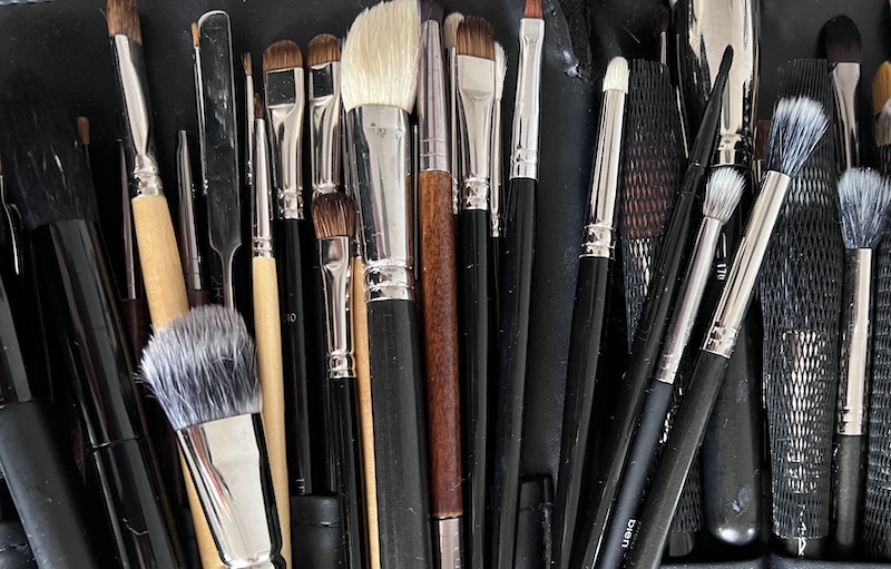 Several clean make-up brushes